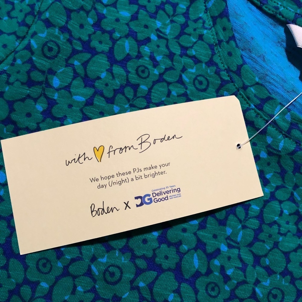 NWT Boden Blue‎ and Green Floral 3/4 Sleeve Nightgown/Pajamas Size 4R - Picture 9 of 9